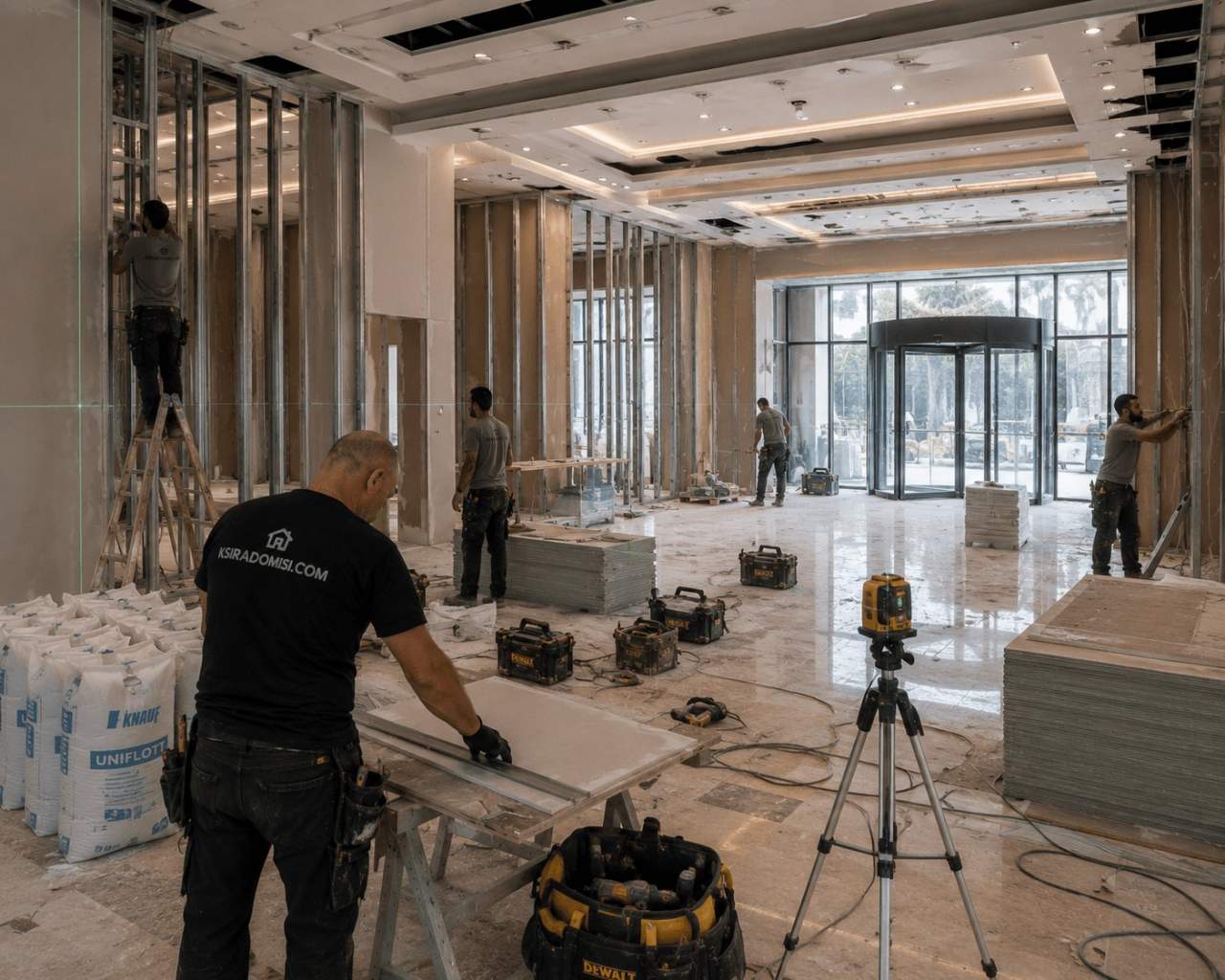 Lobby ξενοδοχείου χωρίσματα ψευδοροφή